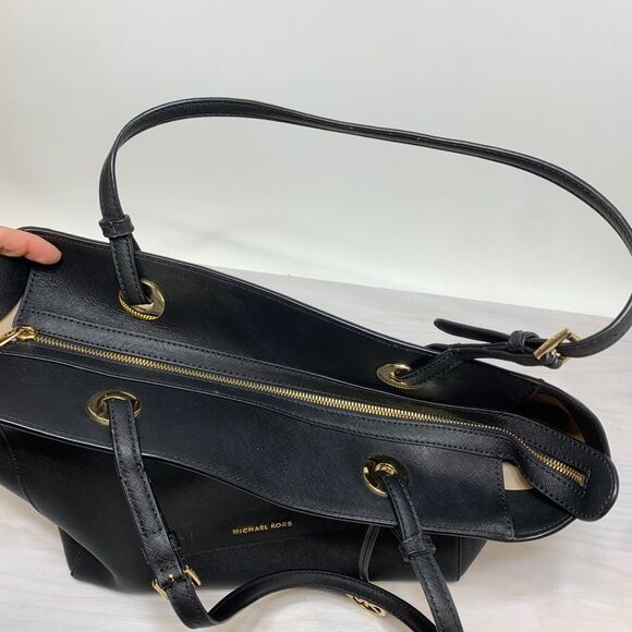 MICHAEL KORS Walsh Black Large East West Top Zip Tote Hand Bag - Picture 8 of 10